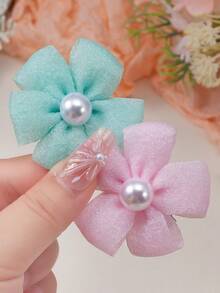 172pcs Spring/Summer Pastoral Style Hair Accessories Set For Girls, Includes Bows/Pearl Glitter Mesh Flowers/Sequin Butterflies/Stars And Flower Hair Clips, Pom Pom Hair Ties And Multiple High Elasticity Basic Hair Ties, Mini Claw Clips. Suitable For Daily/Outing/Party Use. - Multicolor - View 8