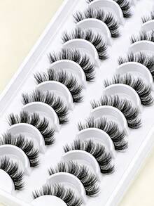 10 Pairs 5D Fluffy Mink Lashes, 3D Natural False Eyelashes, Soft Mink Eyelash Extension Makeup Kit Tools - View 2