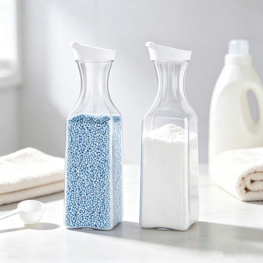 Fentar Pack Of 2 Washing Powder Storage Boxes, 1.5 L PET Detergent Containers, Dispenser For Washing Powder, Liquid Detergent And Fabric Softener - 2Pcs - View 1