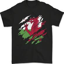 Ripped Flag Wales Welsh Mens Maglietta 100% Cotton- - 款式 - 查看 1