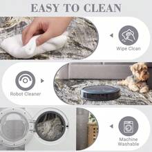 Techigher Machine Washable Hallway Runner Rug, Non Slip Kitchen Runner Mat, Modern Abstract Bedside Rug, Low Pile Foldable Floor Carpet For Entryway, Laundry Room, Bathroom - Grey - View 4