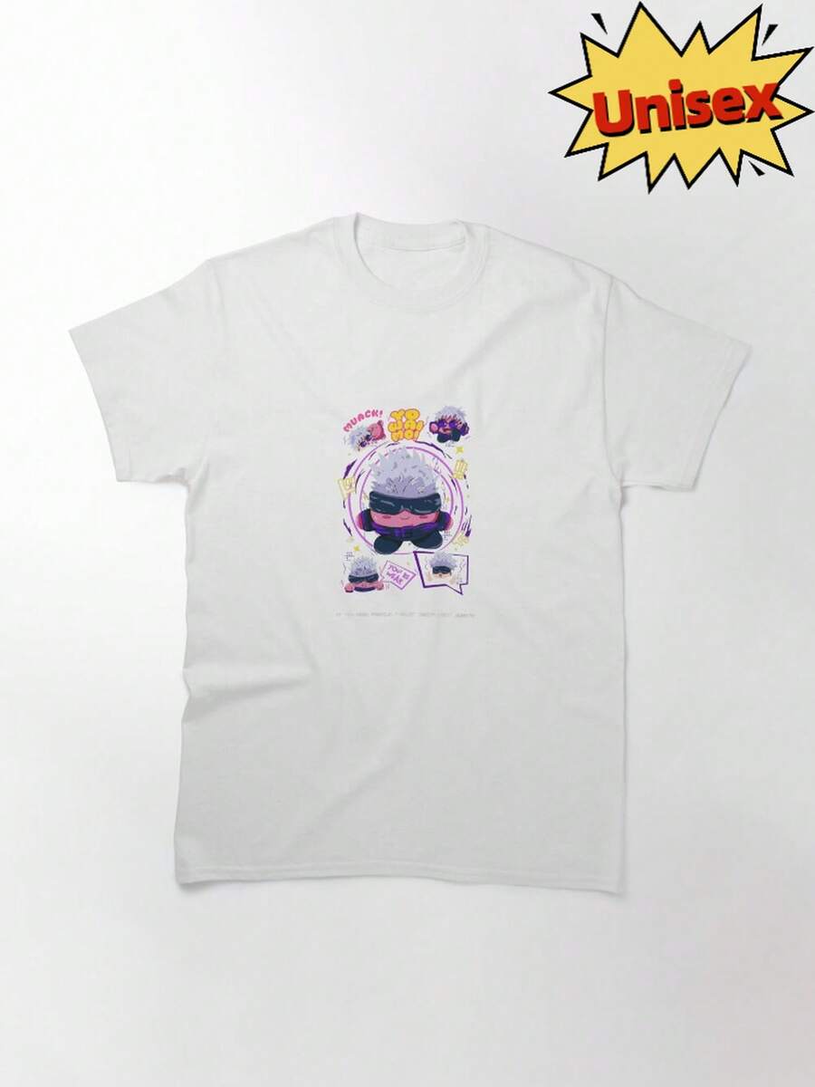 T Shirt Men Autumn Anime Curse Hero Print Tee Unisex - 白色 - 查看 1