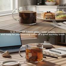4/8pcs High Borosilicate Glass Mugs Set, Clear Glass Cups With Handle, Heat‑Resistant Drinking Glasses For Tea, Coffee, Juice, Water, Household Daily Use - White - View 6