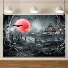 1Pc Halloween Banner Blood Print Horror Pumpkin Castle Bat Zombie Skeleton Pattern Happy Halloween Theme Party Decoration Indoor And Outdoor Decoration Photography Background Wall Art Halloween Home Decoration - V0155 - View 18
