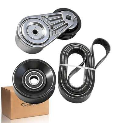 Serpentine Belt Kit With Tensioner And Idler Pulley For Ford Mustang 05-10 Compatible With Ford Mustang 2005-2010 4.0L V6. Complete Engine Accessory Drive Belt Component Set. Precision Balanced