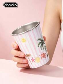 choxila 1pc Beach Style Coffee Mug, Coconut Tree/Sea Turtle/Shell Pattern, Summer Style, 350ml, Mug, Tea Cup, Suitable For Afternoon Tea, Family Gathering, Camping, Holiday Gift - Summer Cup - View 7