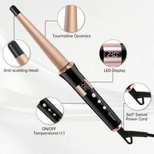 Hatteker 1pc Women's Electric Curling Iron With Multiple Temperature Settings, Large Barrel Wool Curl Hair Styler For Home Use - Multicolor - View 5