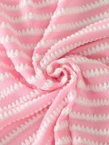 2pcs Young Girls 3D Ribbon Bow Design Pink & White Striped Round Neck Long Sleeve T-Shirt & Soft & Comfortable Pants Set, Autumn/Winter Casual Dopamine Outfit, Cute & Elegant Style, Suitable For School, Commuting, Outdoor Wear - Multicolor - View 10