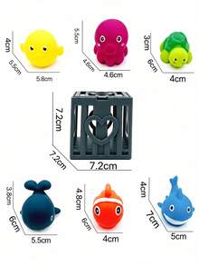 Save Ocean Animals Diving Pool Blind Box Doll Set, Underwater Sinking Cage With Random Soft Rubber Ocean Animal Figures, Fun Underwater Catching Game Bath Pool Interactive Water Play Blind Box Doll, Suitable For Children - Multicolor - View 5
