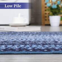 Techigher Modern Geometric Hallway Runner Rug, Washable Non Slip Kitchen Runner Mat, Soft Low Pile Runner Carpet For Entryway, Bedroom, Living Room - Navy Blue - View 7