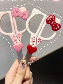 1 buah Gunting Sanrio Hello Kitty Stainless Steel, Alat Tulis Lucu, Gunting Kerajinan, Set Gunting Kain Multifungsi, Perlengkapan Kerajinan Lucu, Bahan Plastik, Dengan Gagang Pita Berbentuk Hati, Cocok Untuk Penggunaan Sehari-hari di Rumah, Kerajinan, Sekolah dan Kantor - Versi yang ditingkatkan - View 6