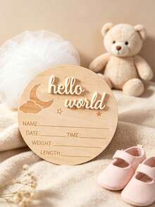 1pc Wooden Birth Announcement Sign, Creative Commemorative Plaque, Wooden Name Card, Name Announcement Board, Natural Wood Decoration, Baby Shower Gift, Suitable For New Parents And Teen Shower, Gift For Expectant Mother, Welcome Baby Gift, Newborn Welcome Sign, Photography Prop, Baptism Gift, Baby Gift Choice - Multicolor - View 6