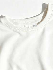 Women's Crew Neck Sweatshirt, Travel Pullover, Cotton Top, Women's Fall/Winter Basic Sweatshirt, English Print - White - View 5