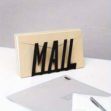 1PC Modern Aesthetic Black Metal Hollow MAIL Letter Email Storage Rack, Countertop Letter Sorter Folder, Office Envelope File Storage Desktop Minimalist Decoration Gift - View 2