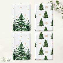 2pcs Christmas Tree Snowflake Pattern Kitchen Towels, Watercolor Pine Tree & Gold Snowflake Full Print Decorative Tea Towels, Suitable For Christmas, Christmas Party, Winter Kitchen, Family Gathering, Holiday Home Decor, 4/6/8pcs Set - Multicolor - View 8