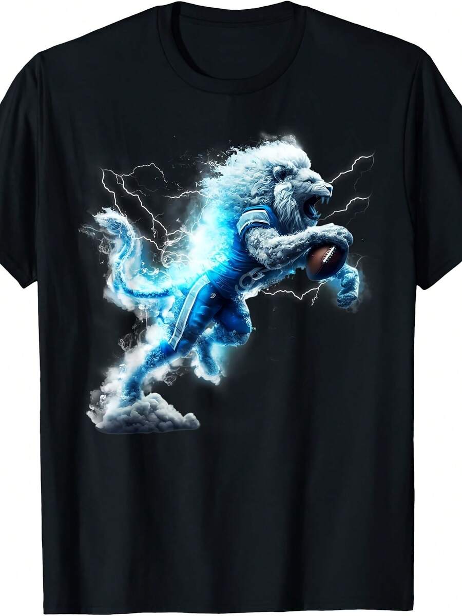 Lions American Football Lightning Funny For Men Women T-Shirt - 款式 - 查看 1