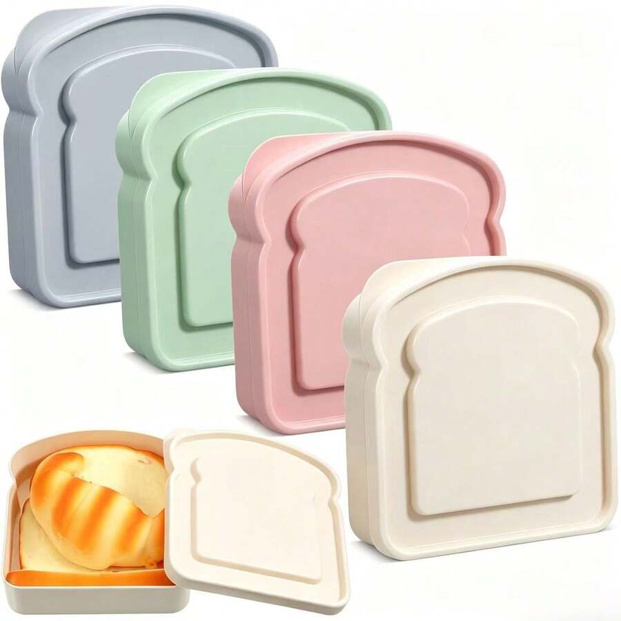 Sandwich Box, Bento Box, Food Storage Container With Toast-Shaped Lid, Microwave And Dishwasher . Reusable Sandwich Box With Lid, Suitable For Home Or Adult Use, Kitchen Utensil