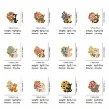 Cute Kitten Holding Flower Bouquet Lapel Enamel Pins And Brooches Badge Pins For Backpacks Bags Backpack Cool Decoration Friend For Gifts - Multicolor - View 3