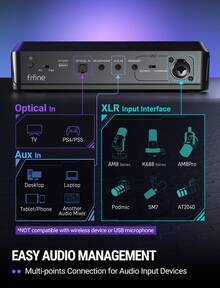 Mixer Audio Gaming FIFINE SC8 untuk Live Streaming dengan Suara Surround 7.1ch | Untuk PC, RGB, Preamp Headphone, Tombol Mute, Kontrol Volume, Input Optik, Daya Phantom 48V, 3 Mode EQ, Penyeimbang Volume Obrolan Game - View 7