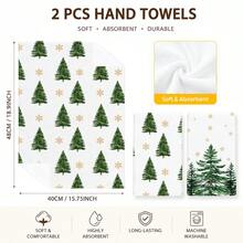 2pcs Christmas Tree Snowflake Pattern Kitchen Towels, Watercolor Pine Tree & Gold Snowflake Full Print Decorative Tea Towels, Suitable For Christmas, Christmas Party, Winter Kitchen, Family Gathering, Holiday Home Decor, 4/6/8pcs Set - Multicolor - View 6
