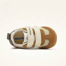 mini bala Sepatu Sneakers Retro Balita 2026 Terbaru, Garis-Garis Blok Warna, Perekat Ganda, Sol Lembut, Anti Selip, Bernapas, Sepatu Anak untuk Berjalan - nada kopi putih - View 3