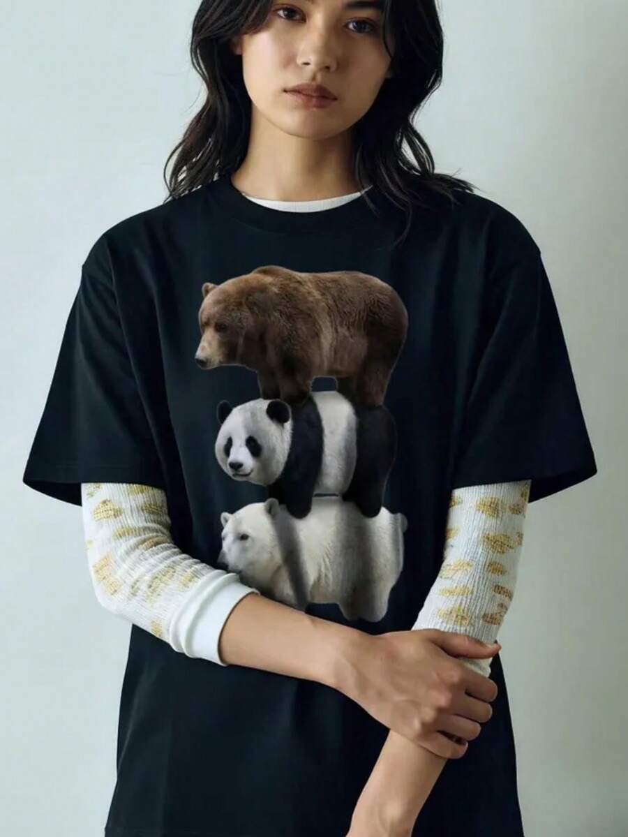 Women T-Shirts - 黑色 - 查看 1