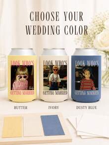 1個個性化婚禮易開罐保冷套，可客製照片與姓名，Look Who's Getting Married 飲料杯套，婚禮派對伴手禮 - 彩色 - 查看 5