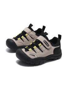 mini bala Toddler Outdoor Hiking Shoes 2026 New, Leather & Mesh Splicing Anti-Collision Toe Hook & Loop Lace-Up Non-Slip Functional Kids Shoes - Khaki - View 4