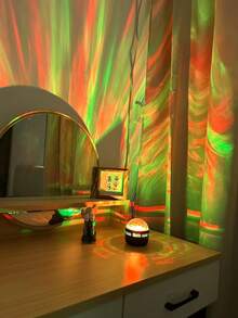 1pc 7-Color LED Northern Lights Projector Lamp - USB Mood Light, With Remote Control, 7 Color Modes, Dreamy Atmosphere Light, Creates Cozy Bedroom Ambiance, For Room Decor, Home Theater, Gift Decoration, Magic Projection Lamp, Holiday Party - Multicolor - View 2