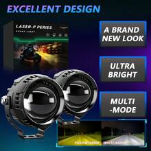 Universal Off-Road LED Light – Yellow/White High/Low Beam Switchable With Strobe & Red Eye, External Spot/Fog/Auxiliary/Work Light For Car & Motorcycle - 2pcs Led Light - View 5