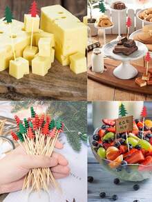 100pcs Christmas Tree Fruits Picks ,Cocktail Picks, Christmas Tree Picks, Appetizer Toothpicks Decorative Toothpicks,Party Picks For Christmas Decorations, Drink Dessert Sandwiches Cocktails,Party Favors,Drink Fruit Desser - Christmas Tree Tags - View 5