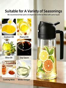 1pc Unique Hand-Painted Olive Branch Pattern Pp Oil Cruet, Unique Automatic Flip Lid Leak-Proof Oil Bottle With Handle, Exclusive Printed Olive Design Kitchen Olive Oil And Vinegar Container, Suitable For Cooking And Baking - View 4