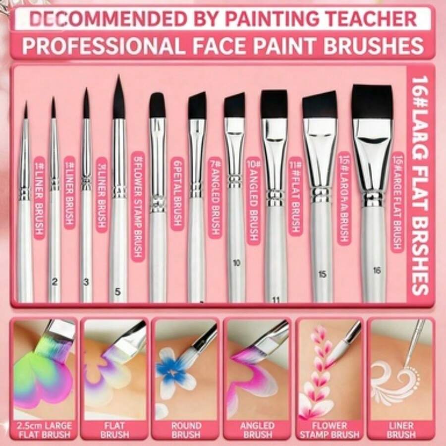 Dom Delfim 10pcs Professional Face Painting Brush Set, Suitable For Makeup Artists, White - White Set - View 1