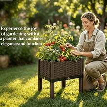 Freely Combinable Elevated Raised Garden Bed With Legs - Modular Outdoor Planter Box Suitable For Flowers, Vegetables & Herbs, Lightweight Durable Woven Black Plastic Growing Container, Thick Rectangular Bed For Balcony,, Small Gardens - 2 Units - View 4