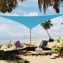 Vela de sombra triangular para exterior 12x12x12 ft - Bloqueo UV - Toldo tipo sail shade para patio, jardín, terraza y deck - Instalación fácil - Azul - Ver 5