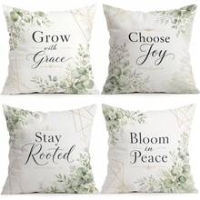 4pcs/1pc Eucalyptus Inspirational Text Pattern Pillow Case Without Insert, Single-Sided Printed Pillow Case, Suitable For Living Room Bedroom Home Decor, All Season Pillow Case - Multicolor - View 1