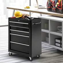 HOMCOM Workshop Trolley 5 Drawers Tool Trolley Empty Lockable Black | 4 Wheels, 2 Locking Brakes, 2 Keys, Ball-Bearing Drawer Slides - 黑色 - 查看 8