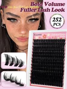 252 عنقود رموش اصطناعية DD Curl كثيفة بتأثير عين القطة 100D سميكة وهشة، رموش فردية كبيرة السعة، رموش مختلطة الطول كثيفة وهشة، رموش واقعية مقسمة ذاتية التطبيق، رموش ناعمة متعددة الطبقات كثيفة أساسية للسفر والمواعدة، هدية للنساء - DD - مشاهدة 2