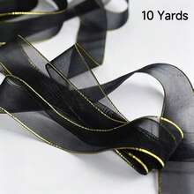 Pita Organza Tepi Emas 50mm/10mm, Pita Transparan, Pita Kemasan Kotak Hadiah Buatan Tangan DIY, Pita Busur untuk Pakaian, Aksesoris Hiasan Kepala, Pita Dekoratif, Pita Kemasan Bunga Hadiah DIY, Pita Dekoratif untuk Pernikahan, Pita Buket Perayaan Pernikahan, Cocok untuk Berbagai Festival, Pesta Ulang Tahun, Dekorasi Latar Belakang Hadiah Pernikahan - Berbagai warna (2,5 cm x 10 ukuran) - View 11