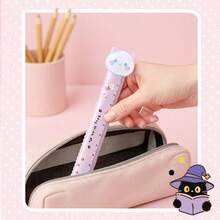 15cm Cute Pom Pom Ruler With Scale, Wavy Line Design, Aesthetic For Kids And Girls - Multicolor - View 5