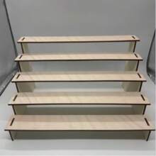 1pc Wooden Jewelry Display Stand Set, Multi-Layer Earring & Bracelet Storage Rack, Multi-Layer Desktop Retail Display Stand, Kitchen Storage Decor - Natural Wood Color - View 4