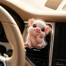 Cute Cartoon Pink Pig Car Air Vent Clip, Lovely Piggy Car Air Freshener Ornament, Auto Air Outlet Fragrance Decor, Vehicle Interior Accessories - Car Air Vent Decoration - View 1