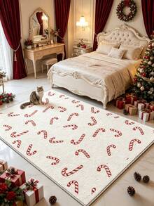 1pc Candy Cane Rug, Autumn/Winter Carpet, Decorative Rug, Bedroom Decor, Home Decor, Living Room Carpet, Outdoor Rug, Washable Carpet, Christmas Gift - Multicolor - View 2