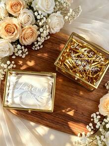 Personalized Wedding Ring Box With Couple's Names, Wedding Date And Coordinates. Suitable For Wedding, Engagement Or Proposal, Perfect Prop For Wedding Photos And Ideal Gift - Multicolor - View 3