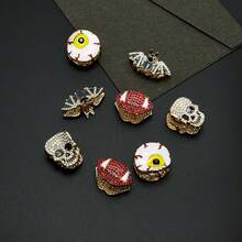 4/8/12pcs Gothic Rhinestone Mini Hair Claw Clips, Halloween Skull Bat Spider Vampire Red Lips Hair Clips, Dark Style Side Hair Clips For Cosplay Party Holiday Personalized Hair Accessories - Halloween Dark Hair Claw - View 2