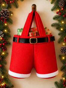 1/2pcs Christmas Candy Bag Santa Claus Pants Gift And Snack Bag With Handle Portable Candy Gift Basket Wedding Gift Packaging - Multicolor - View 6