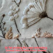 1件優雅野花印花枕套，2D印刷非刺繡，輕量聚酯纖維布料單面印花，氛圍田園風家居裝飾枕，臥室客廳春季沙發裝飾枕 - 杏色 - 查看 2
