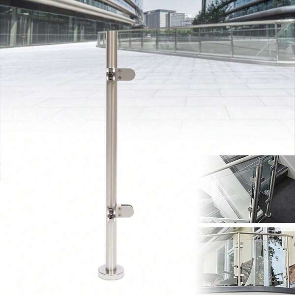 KiwiHood Glass Railing Post Stainless Steel Balustrade Railing Post Handrail Railing Fence Staircase Handrail Balusters With Glass Clamp For Pool Fence Garden Balcony (90cm Corner Post)