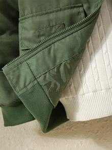 Boys' Winter Padded Workwear Jacket With 3D Pockets, Cold-Proof - Army Green - View 5