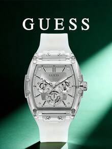 Guess Jam Tangan Pria Quartz dengan Casing Resin Transparan dan Tali Silikon Putih, Gaya Kronograf Multi-Dial Sporty, Aksesori Streetwear dan Liburan Akhir Pekan - Satu-Ukuran - View 17